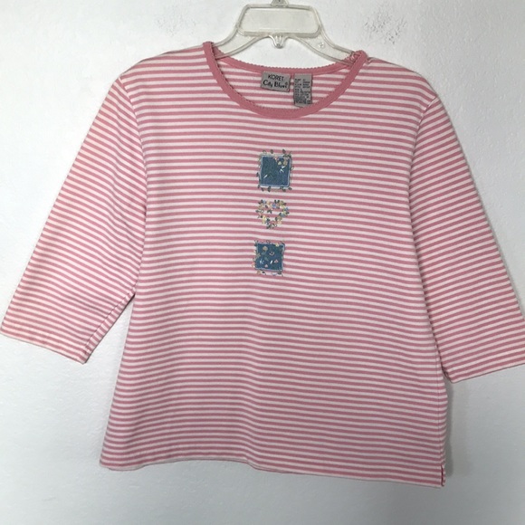 KORET BLOUSE W/LITTLE PEARL BEADS ON FRONT DECOR SIZE L EXCELLENT CONDITION NWOT - Picture 2 of 6